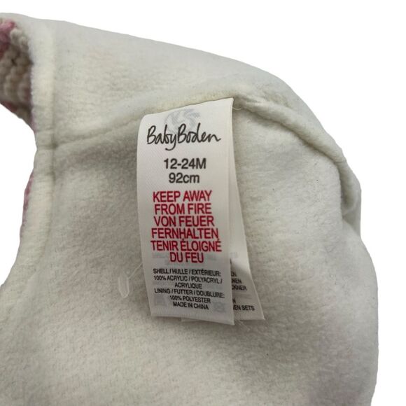 Baby Boden Knitted Beanie and Mittens Striped Hat, Size 12-24 Months, Pink/Beige - Picture 4 of 4